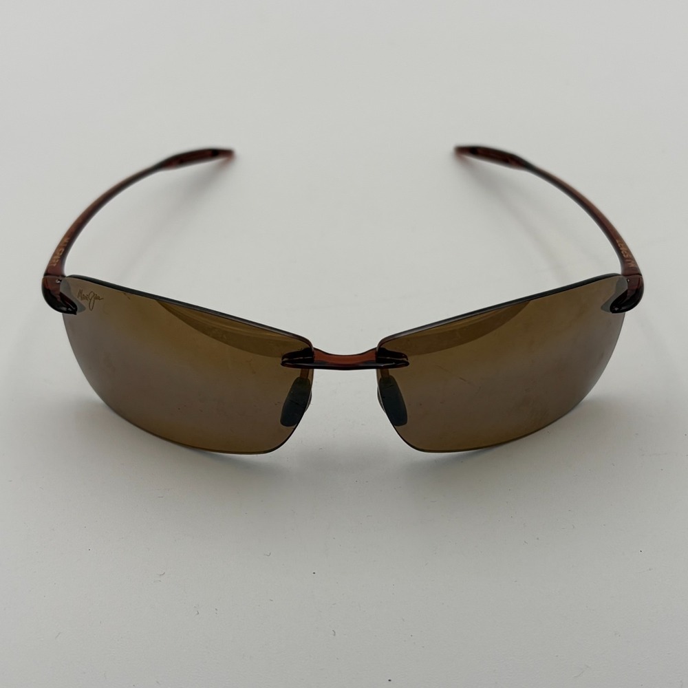 Maui Jim Lighthouse Rimless Wrap Polarized Brown Lens Sunglasses